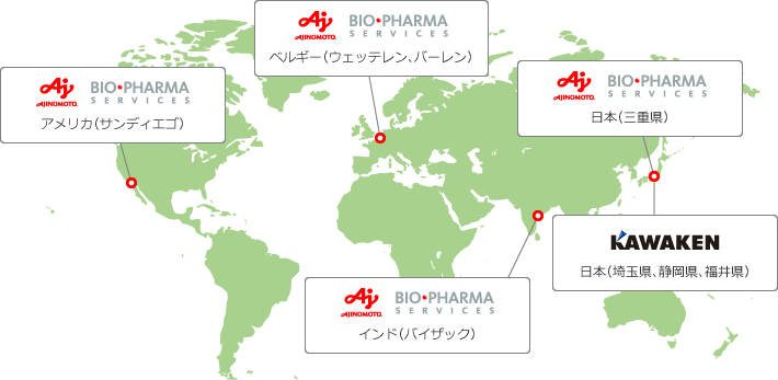 低分子医薬品原薬・中間体の受託製造サービスのグローバルネットワーク