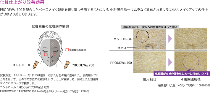 化粧直後の化粧膜の観察